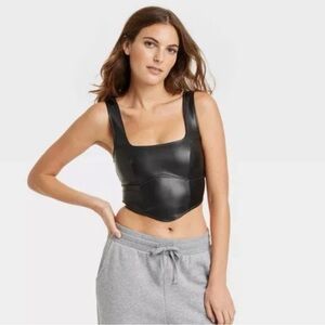 Women's Faux Leather Corset - Colsie Black M